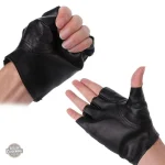 Gants élégants en cuir noir pour look steampunk
