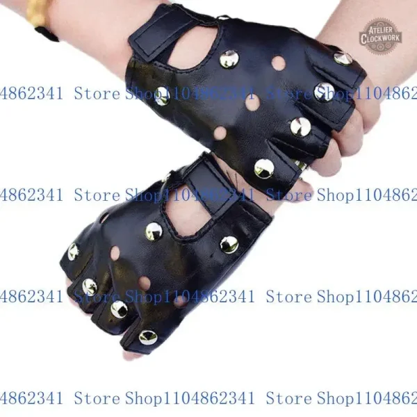 Gants de mode en cuir noir pour femme steampunk