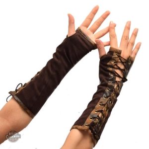 Gants Longs Femme Marron Steampunk