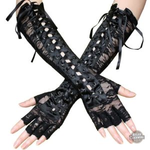 Gants Steampunk Noir pour femme, style rétro-futuriste