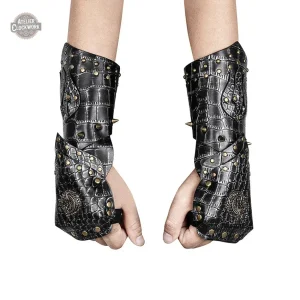 Gants Steampunk à rivets et protège poignets
