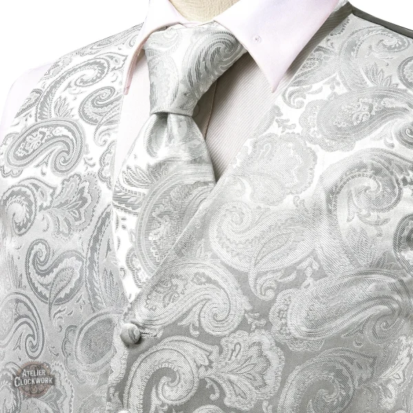 Gilet élégant pour homme, look steampunk argenté