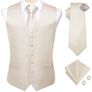 Gilet de costume blanc steampunk ivoire pour homme