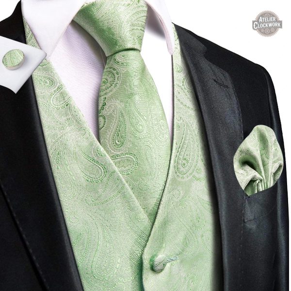 Costume gilet vert pour homme, touche d'élégance