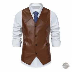 Gilet Cuir Homme Dorian Gray sans manche