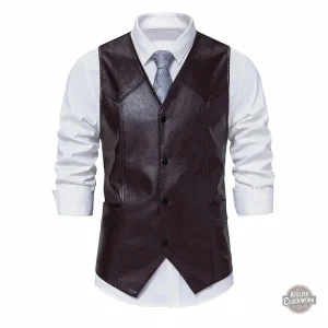 Gilet costume homme en cuir Dorian Gray