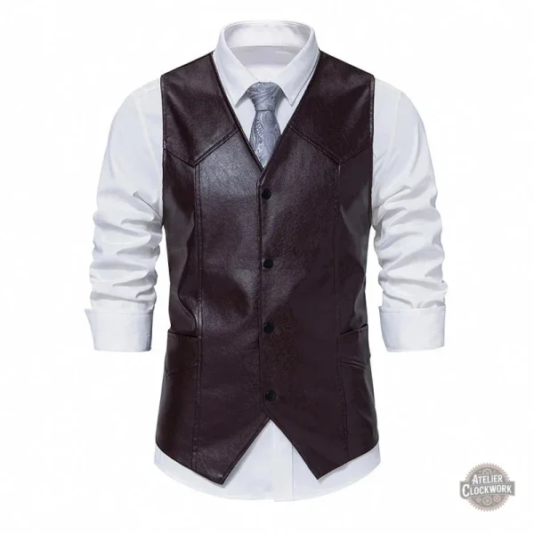 Gilet costume homme en cuir Dorian Gray