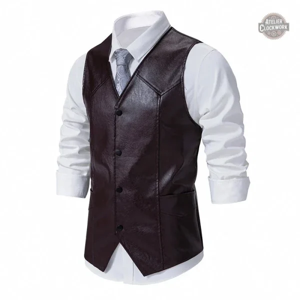 Gilet en cuir sans manche homme style vintage