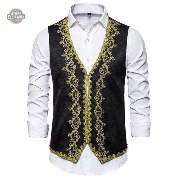 gilet-homme-brode-steampunk-store-1 Gilet Steampunk Buckingham pour homme