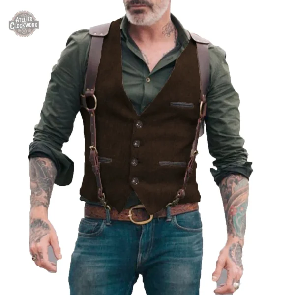 Gilet costume homme avec accent steampunk