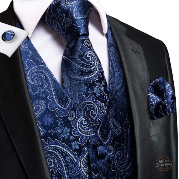 Veste sans manches bleue pour homme, look steampunk