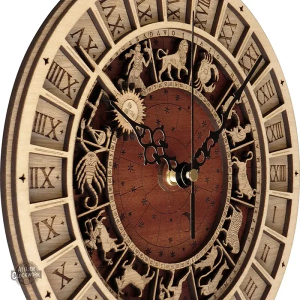 Design rétro-futuriste d'une horloge astrologique