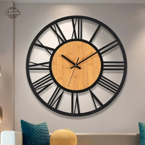 Horloge rétro en bois et métal, style steampunk