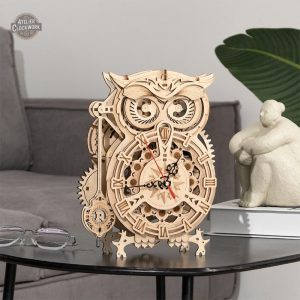Horloge hibou à assembler, décoration steampunk