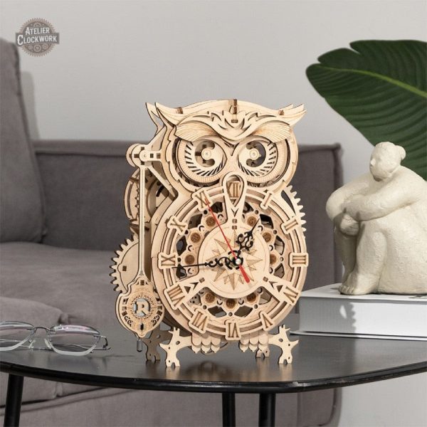 Horloge hibou à assembler, décoration steampunk