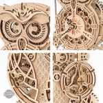 Objet décoratif hibou, horloge en bois