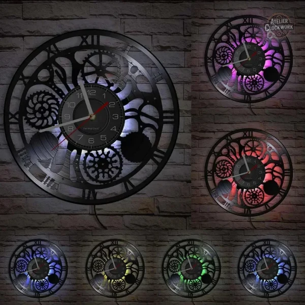 Horloge décorative en vinyle noir