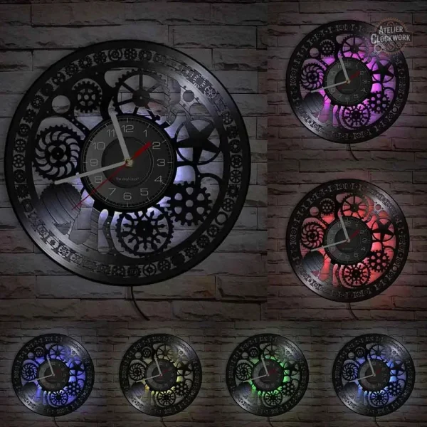 Horloge vintage en vinyle noir