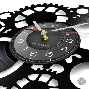 Horloge steampunk en vinyle noir