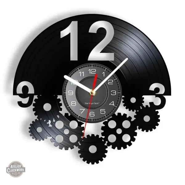 Horloge originale en vinyle noir