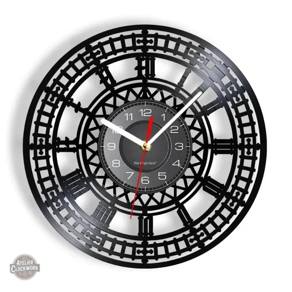 Élégante horloge vinyle steampunk