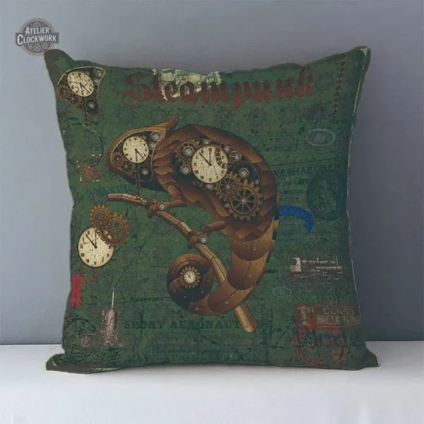 Housse de coussin vintage au style steampunk