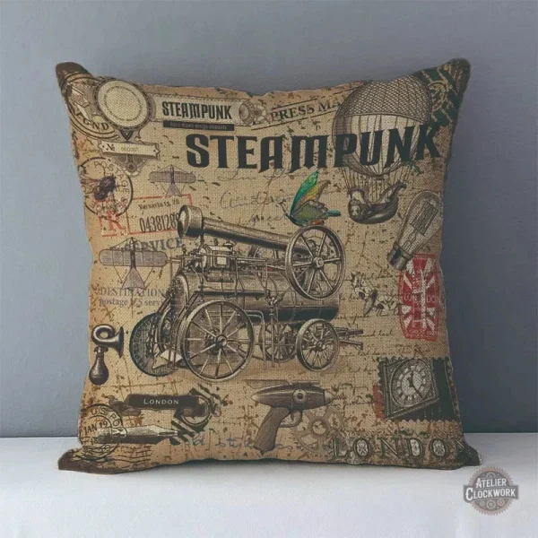 Coussin avec motifs steampunk pour décoration intérieure