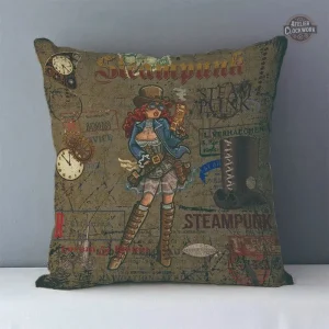 Coussin steampunk avec design inspiré des machines