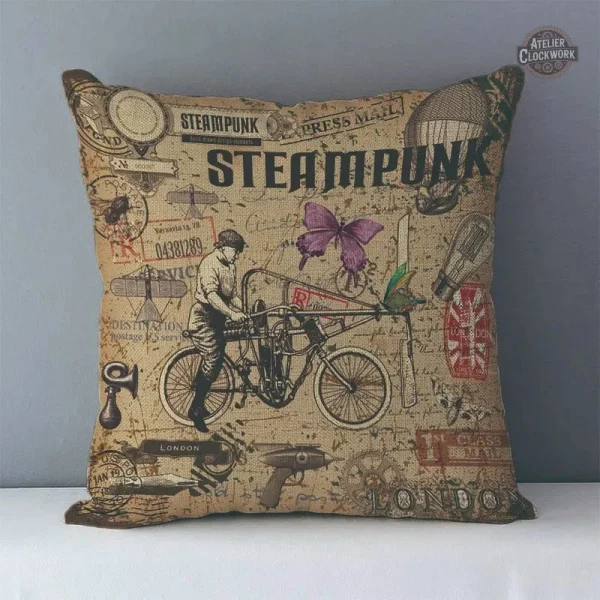 Housse de coussin au style rétro industriel