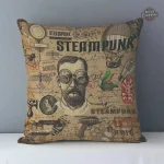 Motifs européens sur housse de coussin steampunk