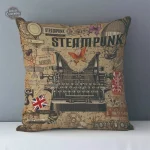 Coussin steampunk avec motifs vintage uniques