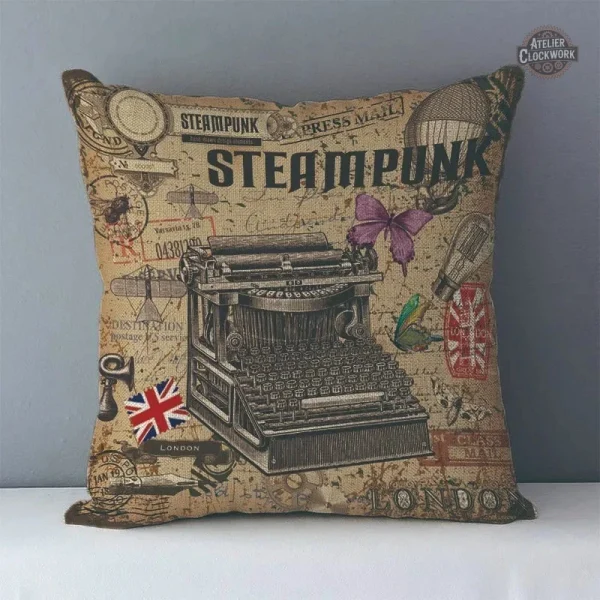 Housse de coussin au design steampunk élégant