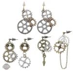 Boucles d’oreilles avec engrenages en bronze