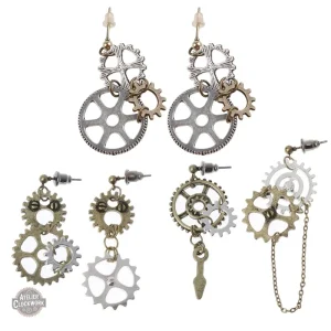 Boucles d’oreilles avec engrenages en bronze