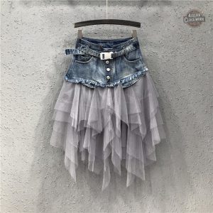 Jupe Steampunk femme en jean et tulle