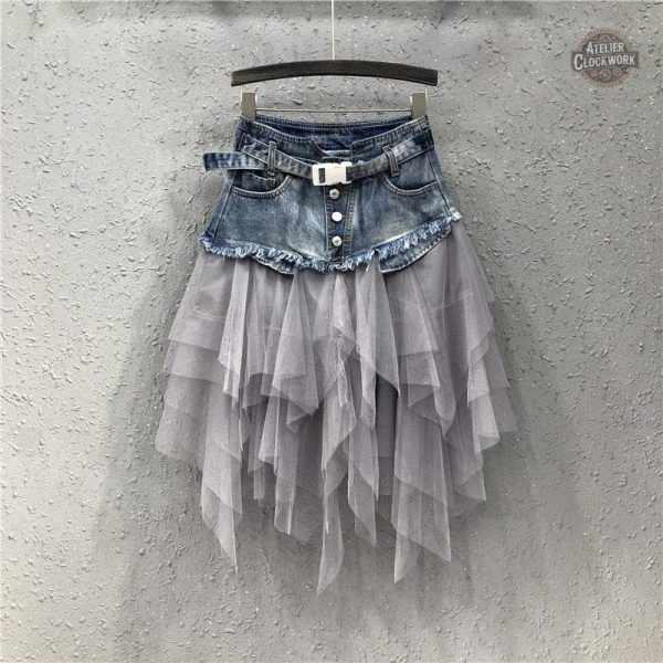Jupe Steampunk femme en jean et tulle