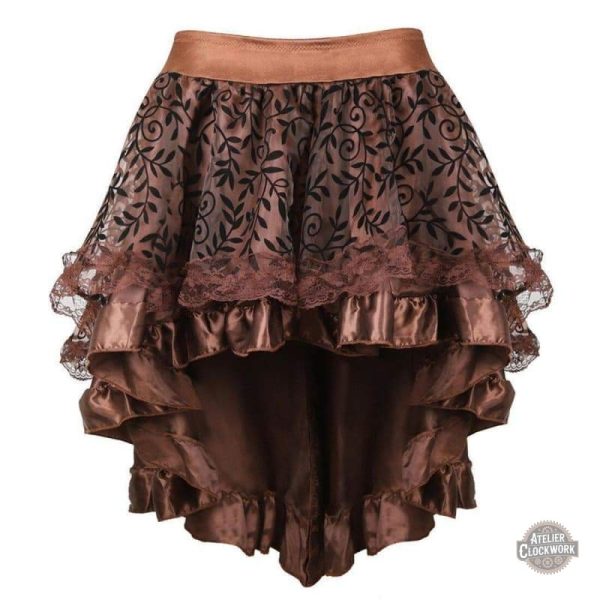 jupe-steampunk-femme-1 Jupe courte marron style cowgirl steampunk