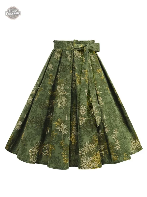 Imprimé botanique sur jupe ceinturée dans le style steampunk