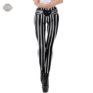Legging Steampunk Blanc et Noir pour Femme