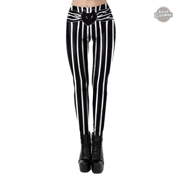Vêtement Steampunk : Legging Noir et Blanc pour Femme