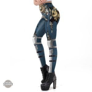 Legging bleu inspiré du style Steampunk pour une allure unique