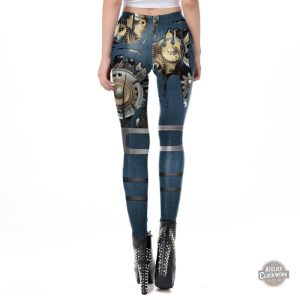 Pantalon Steampunk féminin bleu, mélange de styles vintage et moderne