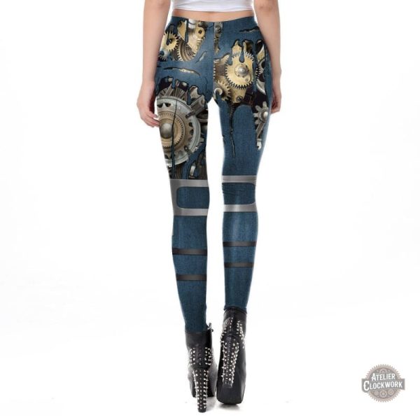 Pantalon Steampunk féminin bleu, mélange de styles vintage et moderne