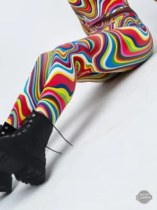 Legging femme aux motifs psychédéliques, style steampunk