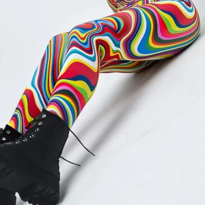 Legging femme aux motifs psychédéliques, style steampunk