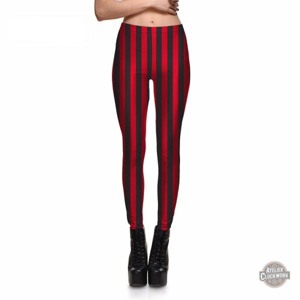 legging-raye-rouge-noir-1 Legging Steampunk Dark Stripes pour femme
