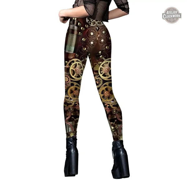 Legging avec impression d'engrenages pour style unique