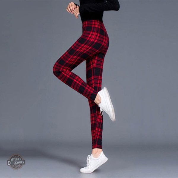 Legging Steampunk élégant avec motif tartan