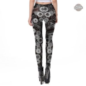 Legging argenté inspiré du steampunk, élégance audacieuse