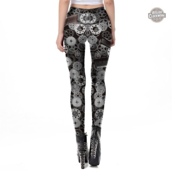 Legging argenté inspiré du steampunk, élégance audacieuse